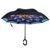 Parquet Blue Feather Double Layer Inverted Umbrellas - C Shaped