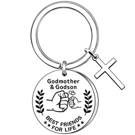 AMZQ Godmother Gifts from Godson Godmother Keyring Keychain Cross Preaent Godmother Birthday Gifts