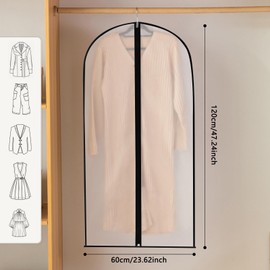 Garment Bags - Dress Bag 6Pcs Dustproof Clothes Bags - Suit Bag Cover Moth Proof Coat Bag with Zip Translucent Garment Covers Waterproof Anti-mite Breathable PEVA Clothes Covers Protector 60x120cm