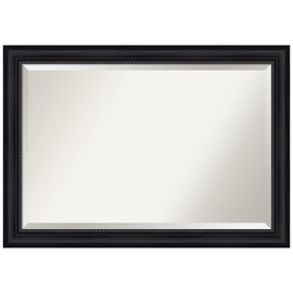 Amanti Art Black Bathroom Mirror for Over Sink, 29x41 Astor Black Rectangle Vanity Mirror, Large Traditional Frame, Hangs Horizonally and Vertically, Bathroom Wall Decor, Beveled Edge