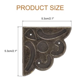 uxcell 8pcs Vintage Flat Corner Bracket 2.1"x2.1" Decorative Metal Desk Corner Protector with Screw for Box Cupboard Decorative Furniture Bronze