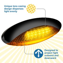Lumitronics RV LED Euro-Style Porch Light, Amber Lens (Black)