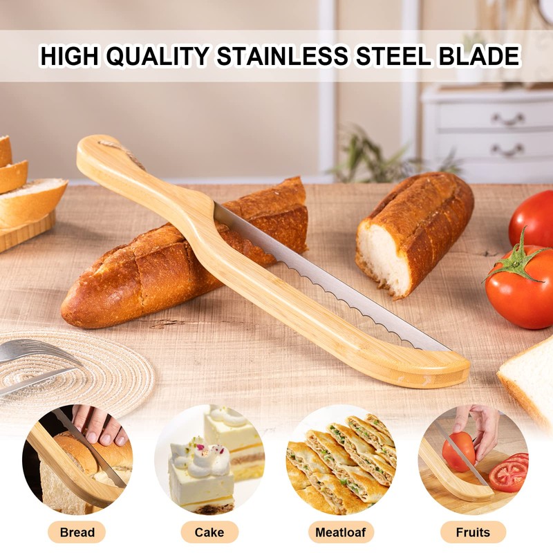 Recsrdce Bread Knive-15.6-inch Serrated Bread Knife - Bow Design -