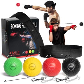 OLIKER Boxing Ball Family Pack Plus with Adjustable Headband,4 Boxing Ball Suitable Reaction,Agility,Punching Speed,Fight Skill and Hand Eye Coordination Training for Adults and Kids