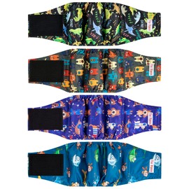Male Belly Bands Dogs Diapers(4 Pack), Washable Reusable High Absorbing Boy Doggy Wraps Panties Doggie Puppy Pooping Potty Training Incontinence Marking Pañal para Perro Middle