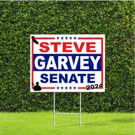 Steve Garvey 2024 California Senate republican, trump, california republican, conservative, Red White & Blue Yard Sign with Metal H Stake