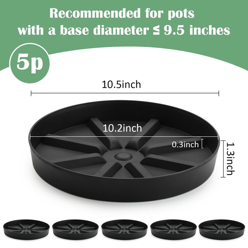 Elevated Plant Saucer 5P, 10.5 Inch Round Pot Tray with