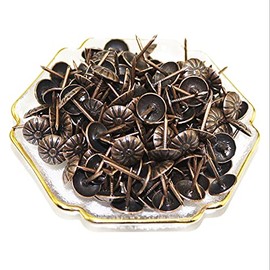 200 Pcs Upholstery Tacks Nails, Furniture Nails for Sofa,Crafts,Decorative Painting, 7/16" Head Diameter (Antique Brass Daisy) (Red Bronze)