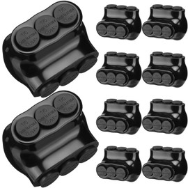 Kanayu 10 Pcs Black Insulated Multi Cable Connector, 3 Ports Electric Wire Connectors and Soldering Lugs, Single Side Entry Cable Splicers, with Oxide Inhibitor (1/0-14 Awg Range,2.29" X 1.55")