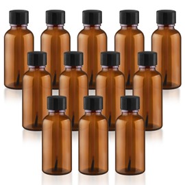 12 Pcs Brown Glass Nail Polish Bottle Empty Refillable Nail Polish Oil Bottles Travel Containers Vials with Brush Cap for DIY Nail Art Sample Oils - 30ml/1oz