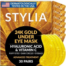 Stylia 30 Pairs 24K Gold Collagen Under Eye Gels Pads for Puffiness & Dark Circles 2027