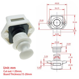 Pack of 10 Push Button Catch Door Lock Metal Push Button Rotary Knob Lock for Motorhome Caravan Van Yacht Drawer Cabinet Door (White)