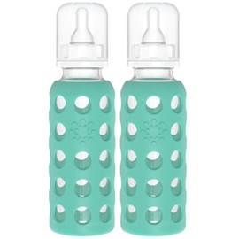 Lifefactory Glass Baby Bottles with Silicone Protection - 2-Pack, 9 oz Bottles, Kale