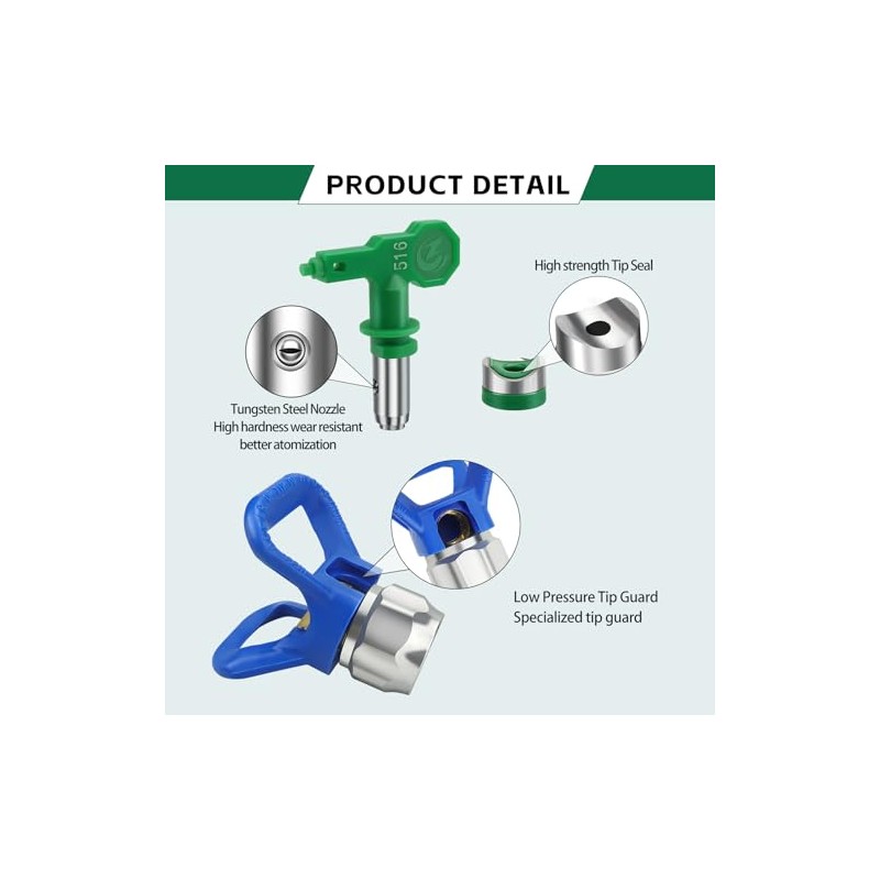 5 Pcs Airless Low Pressure Tips Reversible Spray Nozzle Tips