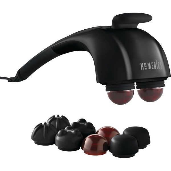 Homedics Handheld Back Massager, Dual Node Heated Back, Neck, and