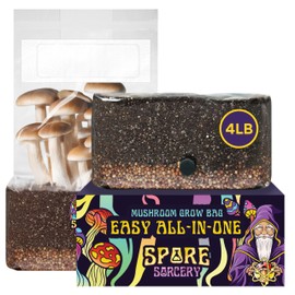 SPORE SORCERY 4 LB All-in-One Grow Kit: Up to 64oz of Mushrooms! Nutrient-Enhanced, Injection Port, Just Add Your Own Spores & Grow Like Magic (4 LB Bag)