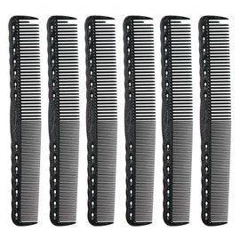 6pcs Carbon Fine Cutting Combs Salon Barber Plastic Hairdressing Flat Top Styling Combs
