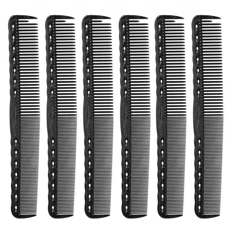 6pcs Carbon Fine Cutting Combs Salon Barber Plastic Hairdressing Flat