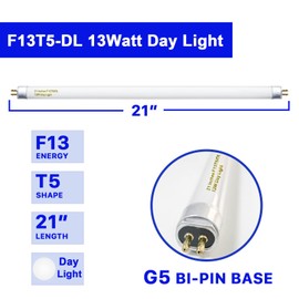 Konideke 21 Inch T5 Fluorescent Bulbs 13 Watt Daylight 6500K, F13T5D Under Cabinet Lights Bulb, 750 Lumen G5 Base 8 Count
