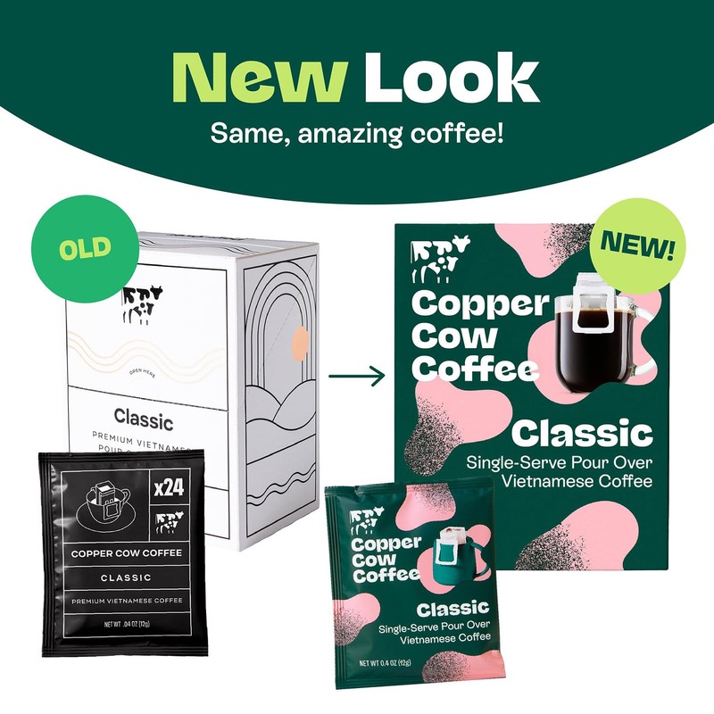 Copper Cow Coffee Premium Pour Over Single-Serve Vietnamese Coffee Pouches