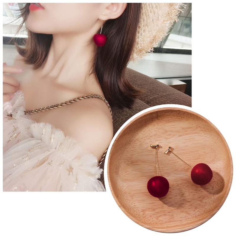AMOR SPES Cute Earring 18K Gold Plating Cherry Stud Earrings