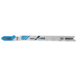 BOSCH T118B 5-Piece 3-5/8 In. 11-14 TPI Basic for Metal T-Shank Jig Saw Blades, Silver, 3-5/8" 11-14 TPI - 5 pcs