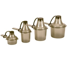 The Scoopie Supplement Container, Scoop, and Funnel System for Pre Workout Powder and Post Workout Protein, Spill Proof Holder Dispenser, Gym and Shaker Bottle Travel Accessory, PACK OF 4, BLACK