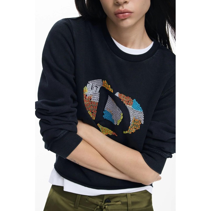 Desigual Donna Felpa con ricami a forma di cuore.