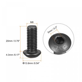 TA-VIGOR 10Pcs M8 x 20mm Alloy Steel Button Head Hex Socket Cap Screws, Flanged Button Bolts Nuts Hex Drive Fastener for Machine
