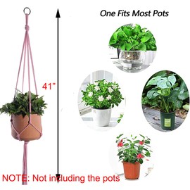 ELANE 6PCS Macrame Plant Hanger Indoor Hanging Planter Basket Decorative Tassels Flower Pot Holder for Indoor Outdoor Home Decor(6Pcs Pink)