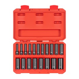 TEKTON 3/8 Inch Drive Deep 12-Point Impact Socket Set, 19-Piece (6-24 mm) | SID91307