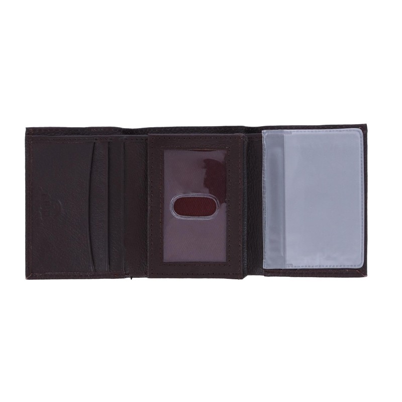 CTM Men's Leather Trifold Wallet, Brown