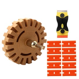 4-Inch Rubber Pad Wheel Kit, Water Sticker Removal Rubber Wheel with Electric Drill Bit Attachment for Automotive, RV and Boat Pinstripe, Sticker and Vinyl Decal Removal Tool