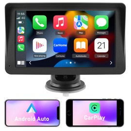 Portable Car Stereo Wireless Apple CarPlay Android Auto, 7 Inch Touchscreen Car Radio Multimedia Player Support Bluetooth Hand Free Calling Online GPS FM Audio Mirror Link