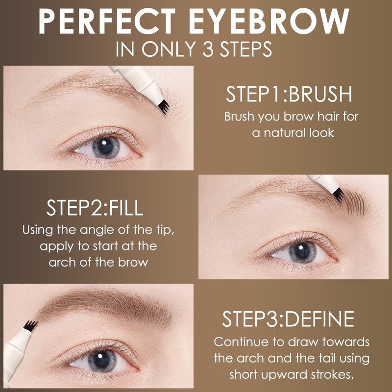 FOCALLURE FLUFFMAX TINTED Liquid Eyebrow Pen, Eyebrow Microblading Pen with