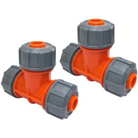 AERZETIX - C48611 - Set of 2 Garden Hose Connections in "T" 19 mm 3 Way - Quick Coupling for Irrigation Hoses - Plastic Coupling