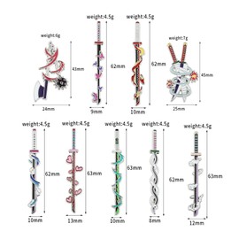 YURAOER Anime Slayer Keychain Pin Set - Cartoon Figures 9 Hashiras Mini Katana Sword Key Chains Enamel Pin Jewelry Men Women (9 Hashiras Pins)