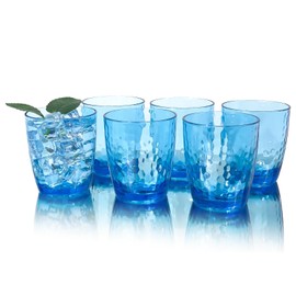 Yanglonghui 26-Ounce Plastic Tumblers (Set of 6), Reusable Plastic Mugs, BPA-Free Acrylic to Drink Mugs, Shatter Resistant, Textured Interior, Dishwasher Safe (Blue, 15 Ounce)