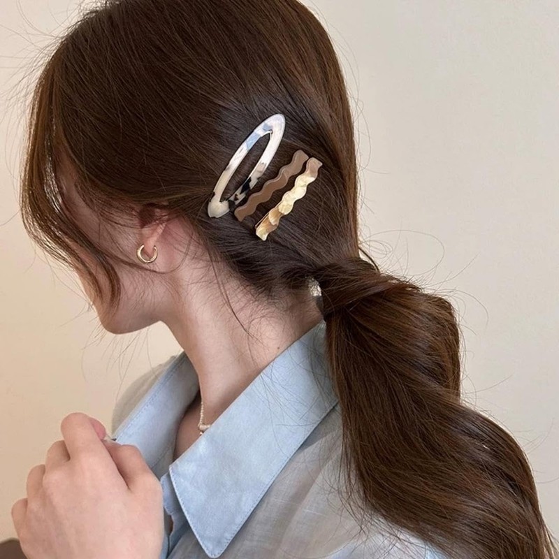WENJESO Simple Acetate Hair Clip, For Sides/Bangs, Insta-Style, Cute Bebe