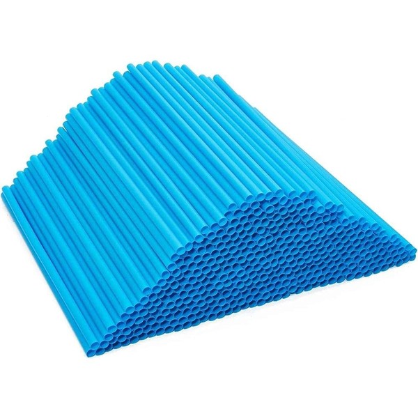 PLA Drinking Straws for Beverages, Long Flexible Blue Straws (8.3 In, 500 Pack)