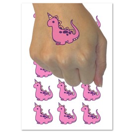Baby Nursery Dinocorn Dinosaur Unicorn Temporary Tattoo Water Resistant Fake Body Art Set Collection - 15 2" Tattoos (1 Sheet)