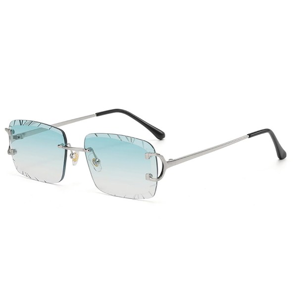 kachawoo Frameless Rectangle Sunglasses Rimless Sunglasses with Engraved Edges Brown