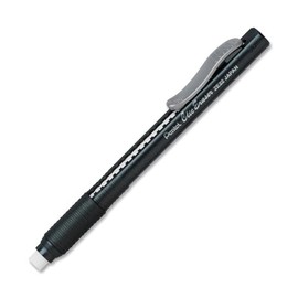 Pentel Clic Eraser, Retractable, Pocket Clip, Rubber Grip, Black Barrel (PENZE22A)