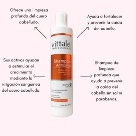 Shampoo Vittale Anticaída 320mL Libre de Parabenos y Crueldad                                                                                         