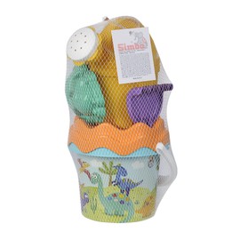 Dino Baby Eimergarnitur, Sandspielzeug, 6 Teile, Eimer, Sieb, Sandform, Schaufel, Rechen, Gießer, 11cm, D:14cm, ab 10 Monate