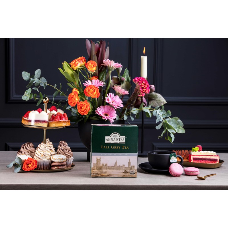 Ahmad Tea Earl Grey Tea, Tagged Teabags without envelopes, 100