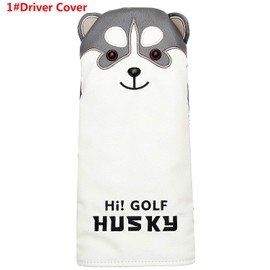 Husky Golf Club Driver Fairway Wood Hybrid Blade Mallet Putter Head Cover Funny Synthetic Leather Cartoon Animals Headcovers Protector (Driver Cover)