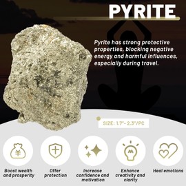 Orientrea Raw Pyrite Cluster Rough Crystal with Clear Quartz, Natural Pyrite Cluster Crystal and Healing Stones for Tumbling, Decoration, Polishing, Wire Wrapping, Wicca & Reiki 2PCS