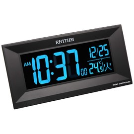 RHYTHM 8RZ196SR02 Alarm Clock, Radio Clock, Digital, Gradient, LED, Display, AC Power, Black, Iroria M, Iloria M
