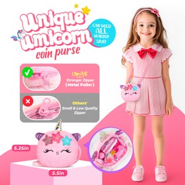 ULOVEME Kids Real Makeup Kit for Little Girls - Real, Non Toxic, Washable Make Up Toy - Umicorn Toys Gift for 3 4 5 6 7 8 9 10 12 Years Old Girls Birthday (Mini Pink Umicorn)